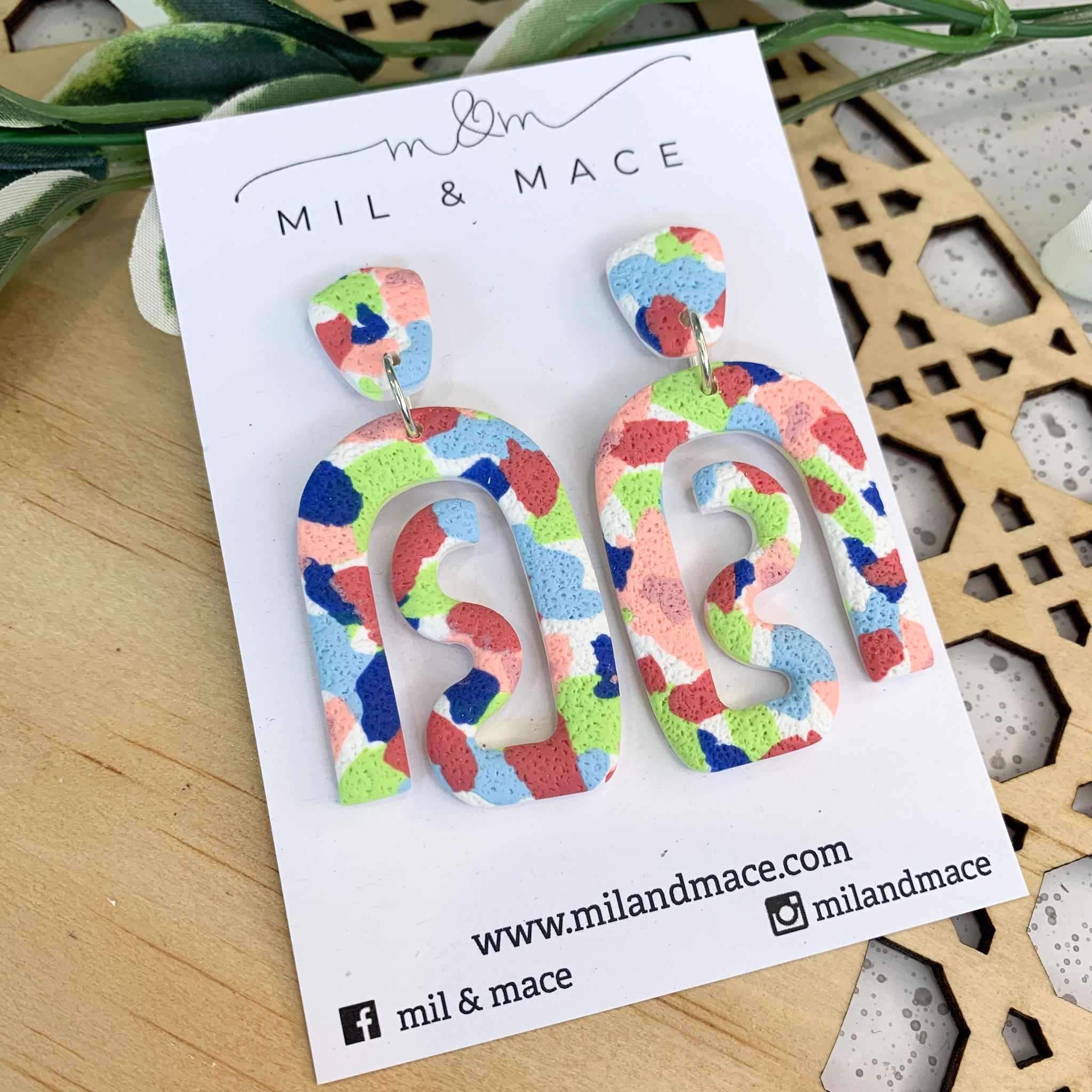 Stella Squiggles Polymer Clay Dangle Earrings