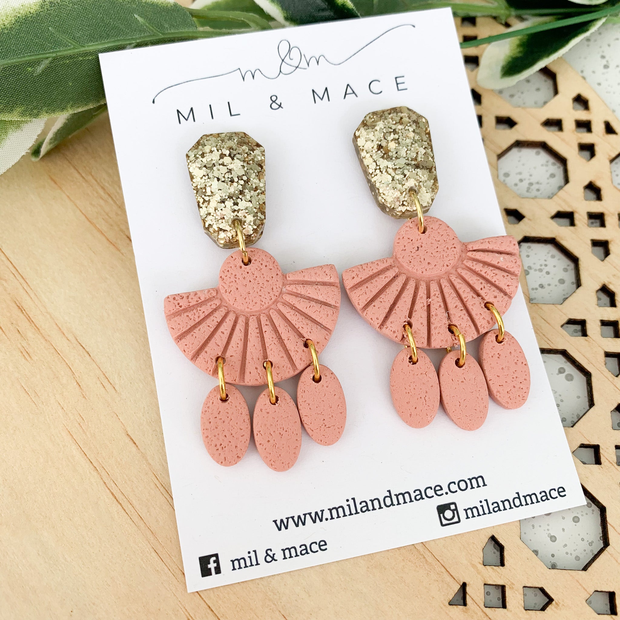 Pink Polymer Clay Dangle Earrings