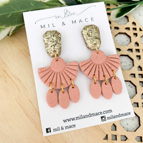 Pink Polymer Clay Dangle Earrings