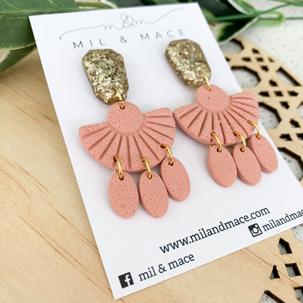 Pink Polymer Clay Dangle Earrings