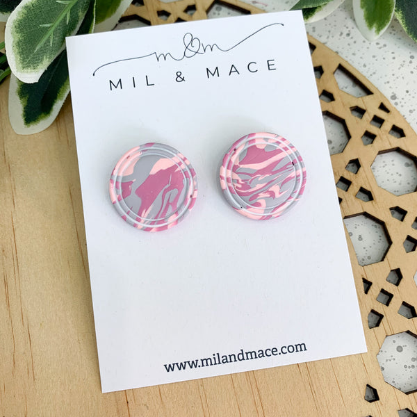 25mm Round Polymer Clay Stud Earrings