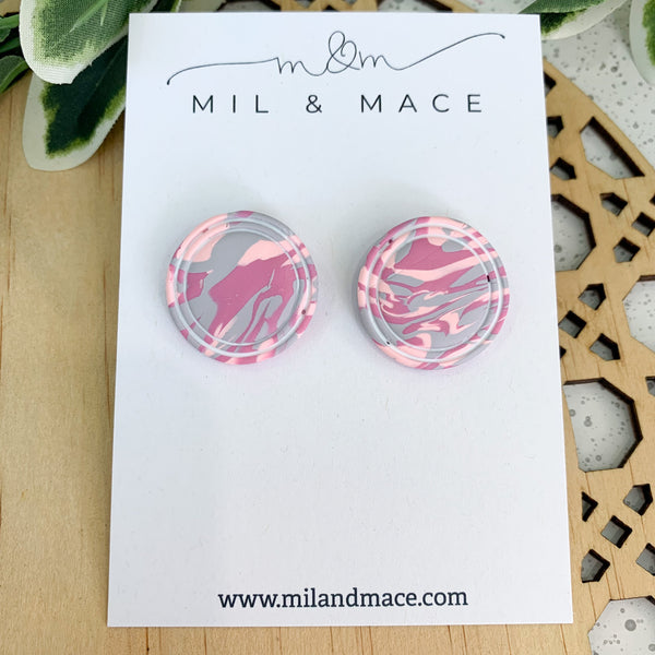25mm Round Polymer Clay Stud Earrings
