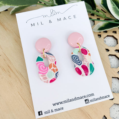 Lolly Polymer Clay Dangle Earrings with Resin Finish