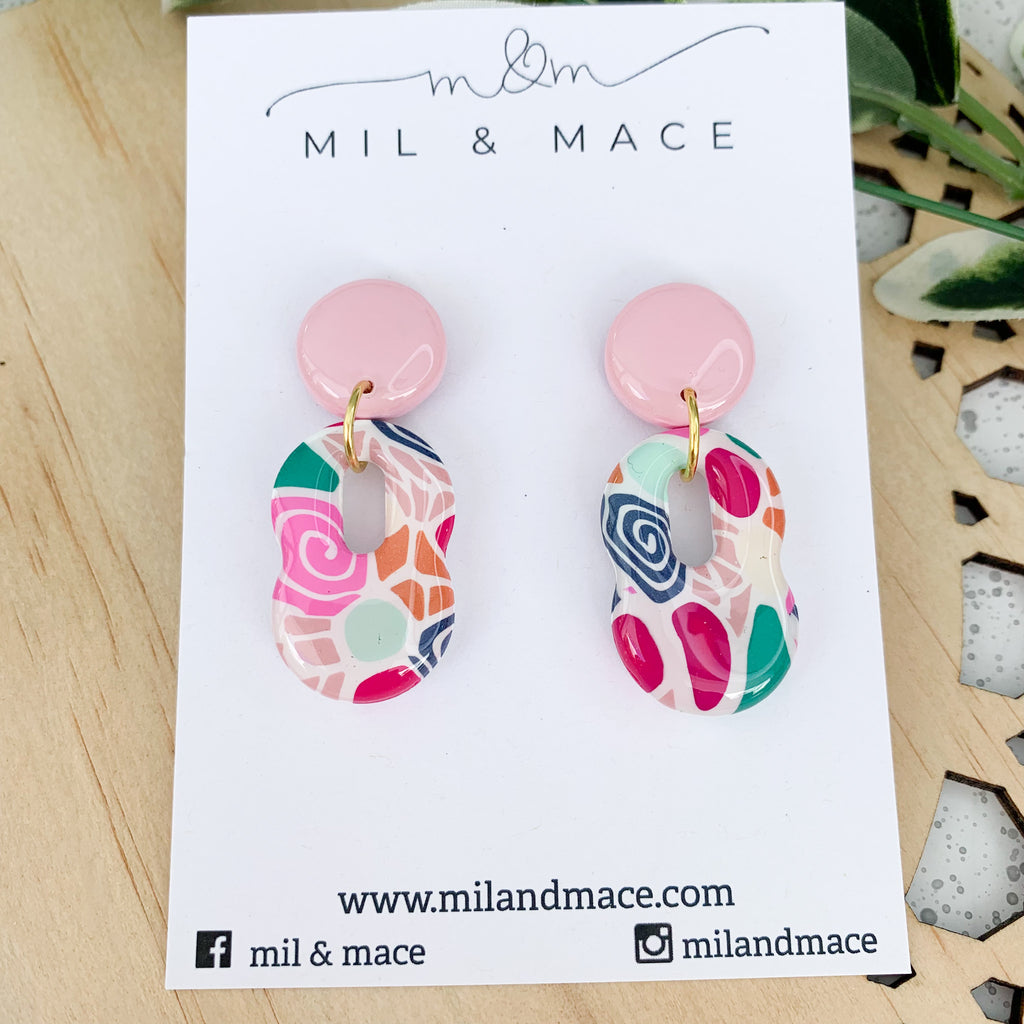 Lolly Polymer Clay Dangle Earrings with Resin Finish Mil and Mace