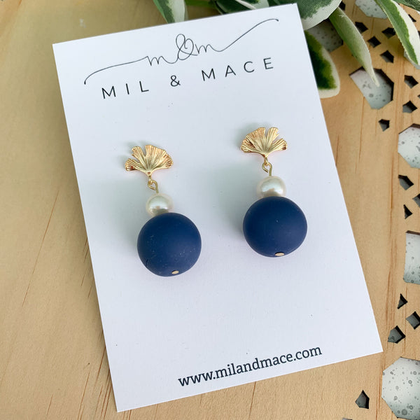 Pearl and Bead Polymer Clay Dangle Earrings