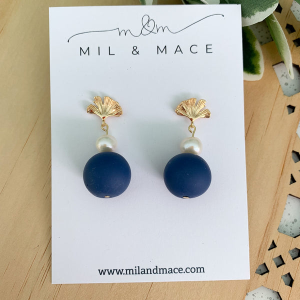 Pearl and Bead Polymer Clay Dangle Earrings
