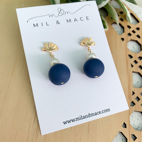 Pearl and Bead Polymer Clay Dangle Earrings