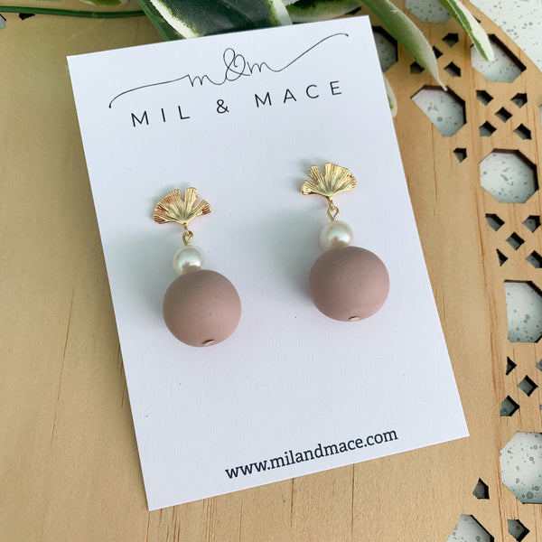 Pearl and Bead Polymer Clay Dangle Earrings