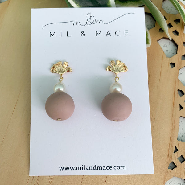 Pearl and Bead Polymer Clay Dangle Earrings