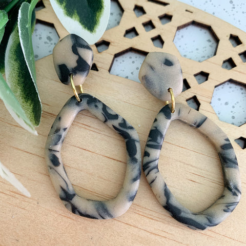 Tortoise Shell Polymer Clay Dangle Earrings