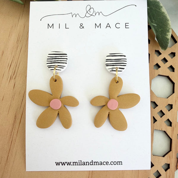Spring Daisies Polymer Clay Dangle Earrings