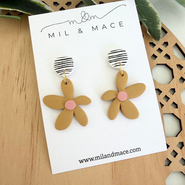 Spring Daisies Polymer Clay Dangle Earrings