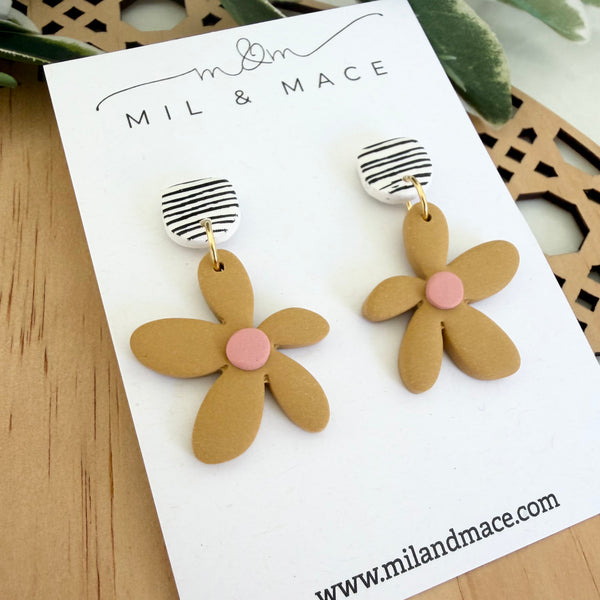 Spring Daisies Polymer Clay Dangle Earrings