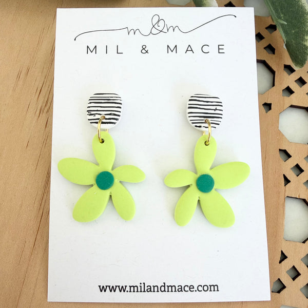 Spring Daisies Polymer Clay Dangle Earrings