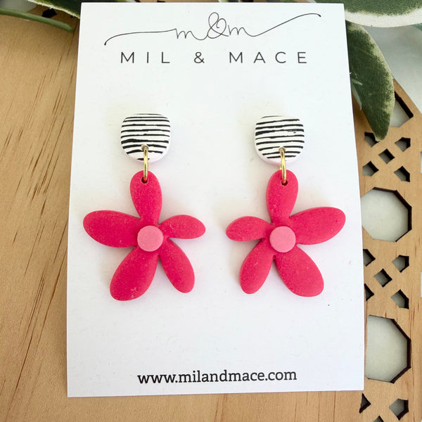 Spring Daisies Polymer Clay Dangle Earrings
