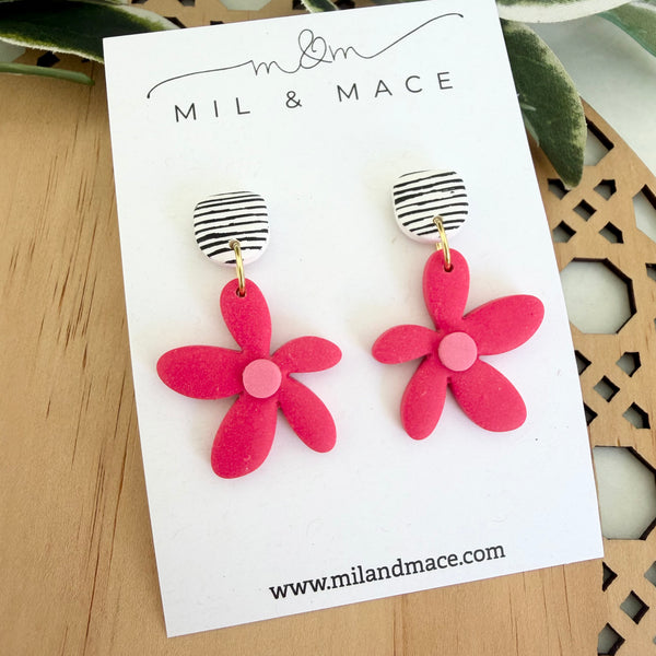 Spring Daisies Polymer Clay Dangle Earrings