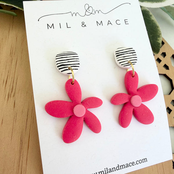 Spring Daisies Polymer Clay Dangle Earrings