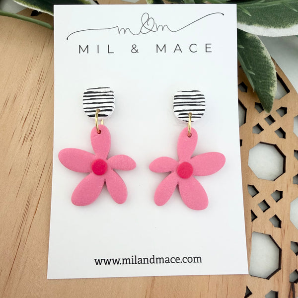 Spring Daisies Polymer Clay Dangle Earrings