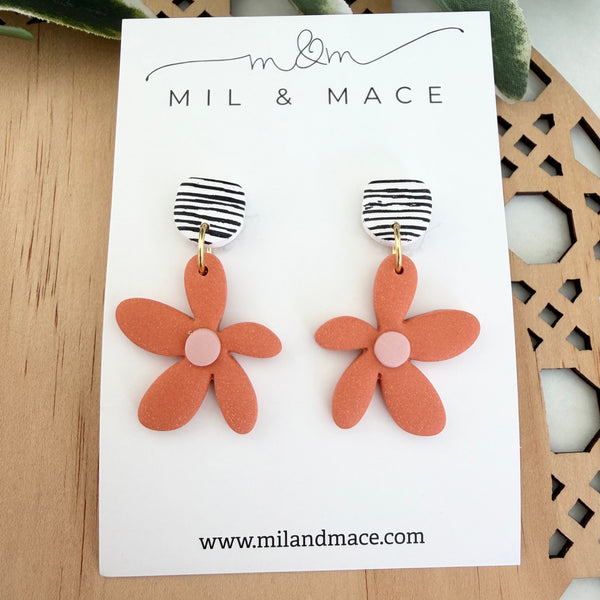 Spring Daisies Polymer Clay Dangle Earrings