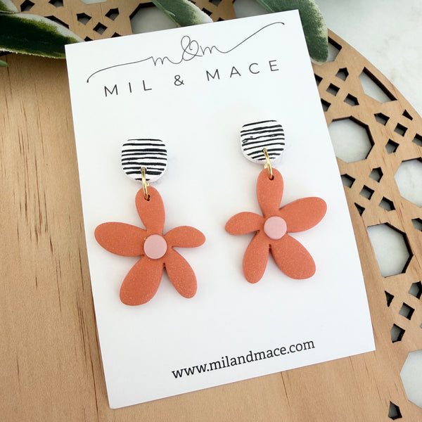 Spring Daisies Polymer Clay Dangle Earrings