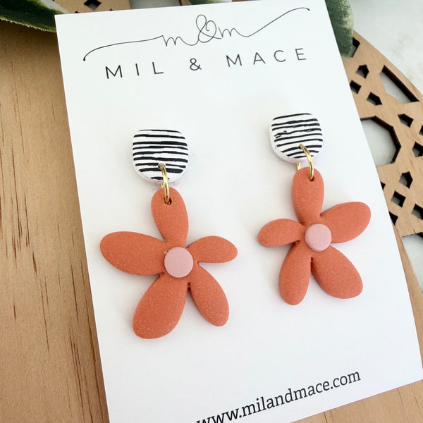 Spring Daisies Polymer Clay Dangle Earrings