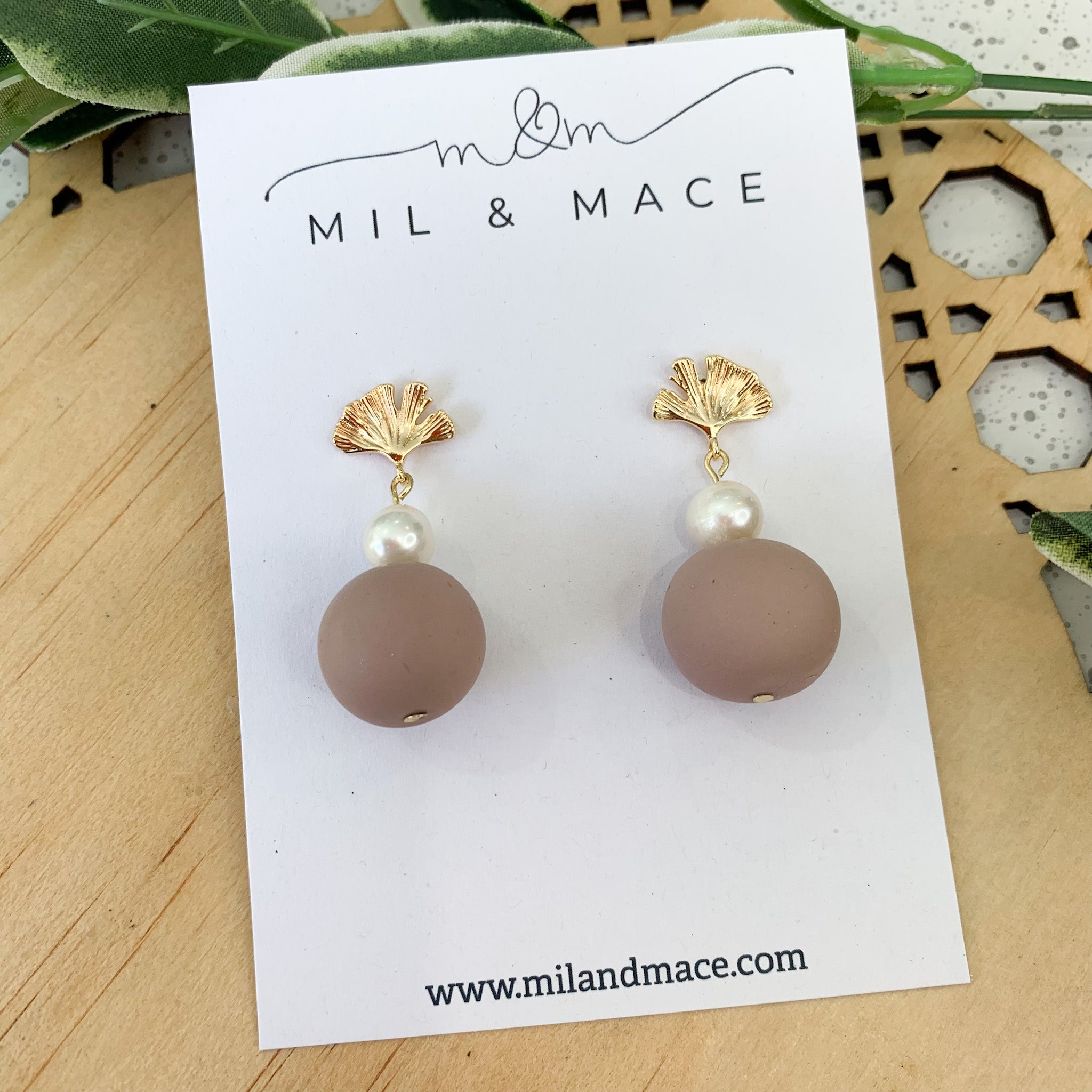 Pearl and Bead Polymer Clay Dangle Earrings