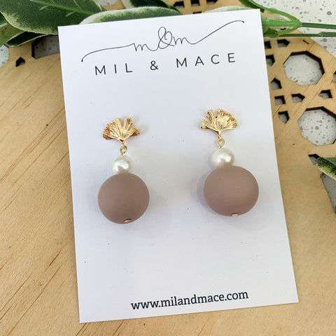 Pearl and Bead Polymer Clay Dangle Earrings