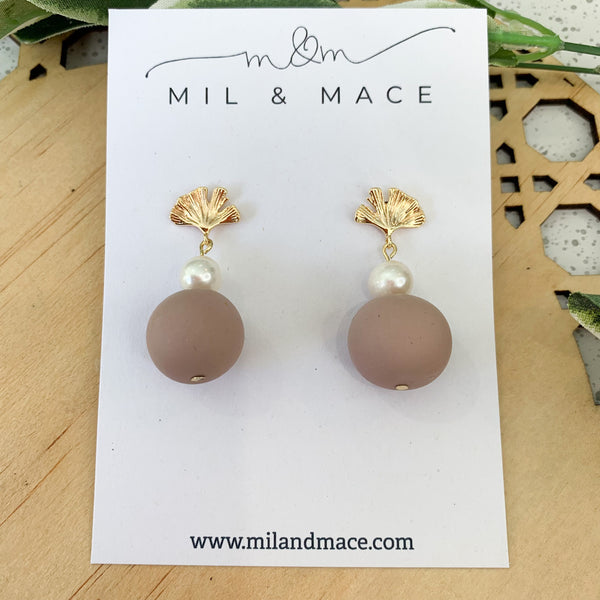 Pearl and Bead Polymer Clay Dangle Earrings