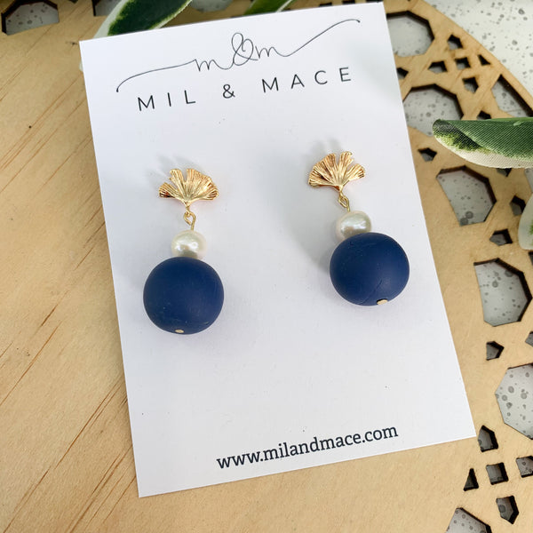 Pearl and Bead Polymer Clay Dangle Earrings