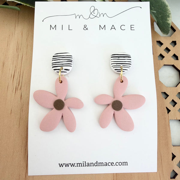 Spring Daisies Polymer Clay Dangle Earrings