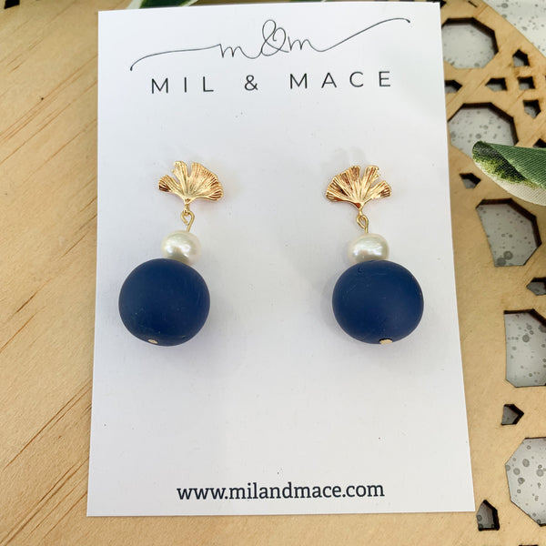 Pearl and Bead Polymer Clay Dangle Earrings