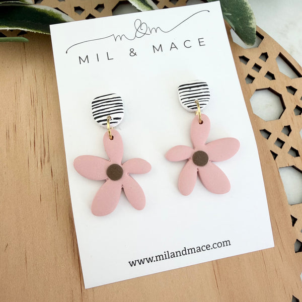 Spring Daisies Polymer Clay Dangle Earrings