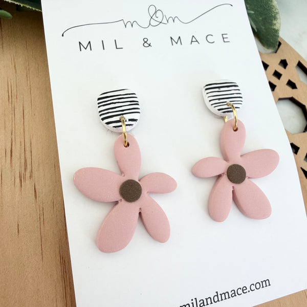 Spring Daisies Polymer Clay Dangle Earrings