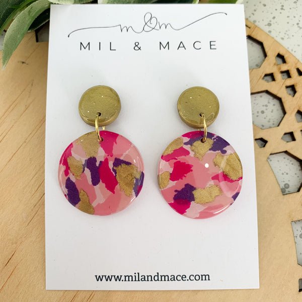 Berry Crush Polymer Clay Dangle Earrings with Resin Finish