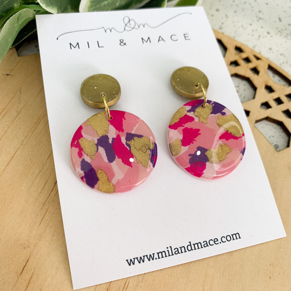 Berry Crush Polymer Clay Dangle Earrings with Resin Finish