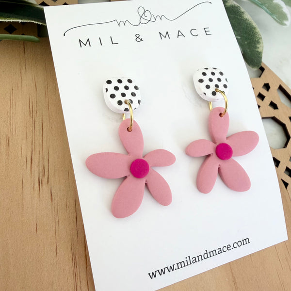 Spring Daisies Polymer Clay Dangle Earrings