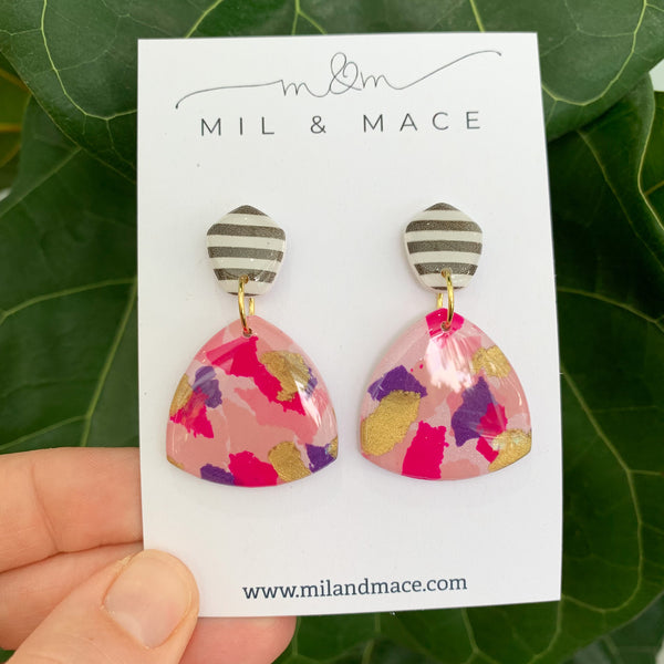 Berry Crush Polymer Clay Dangle Earrings with Resin Finish
