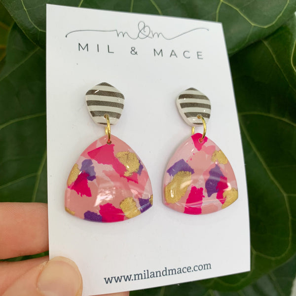 Berry Crush Polymer Clay Dangle Earrings with Resin Finish