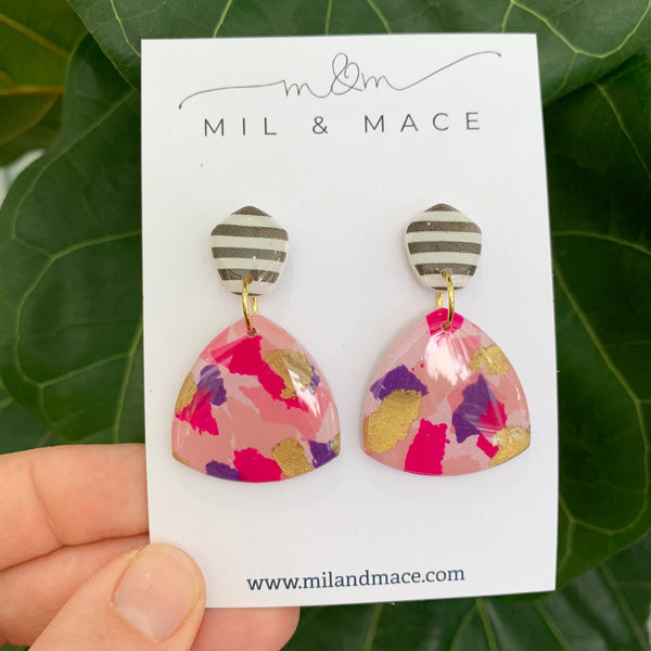 Berry Crush Polymer Clay Dangle Earrings with Resin Finish
