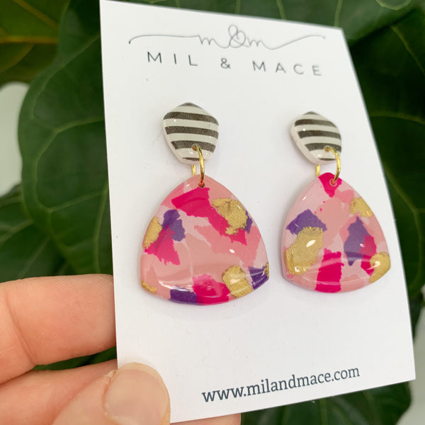 Berry Crush Polymer Clay Dangle Earrings with Resin Finish