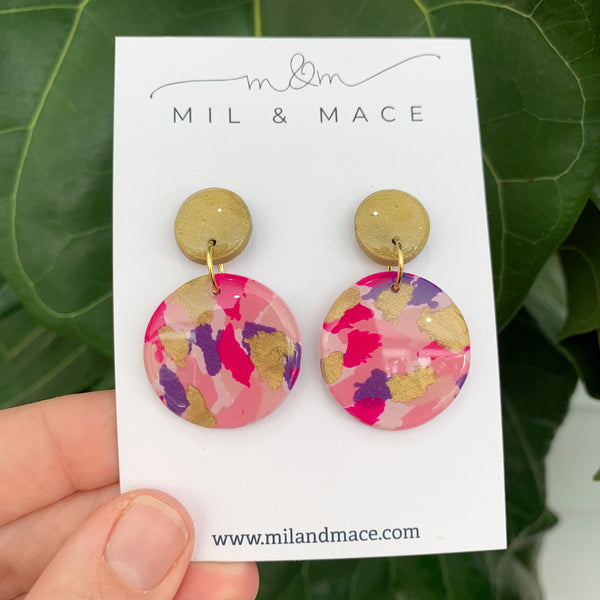 Berry Crush Polymer Clay Dangle Earrings with Resin Finish