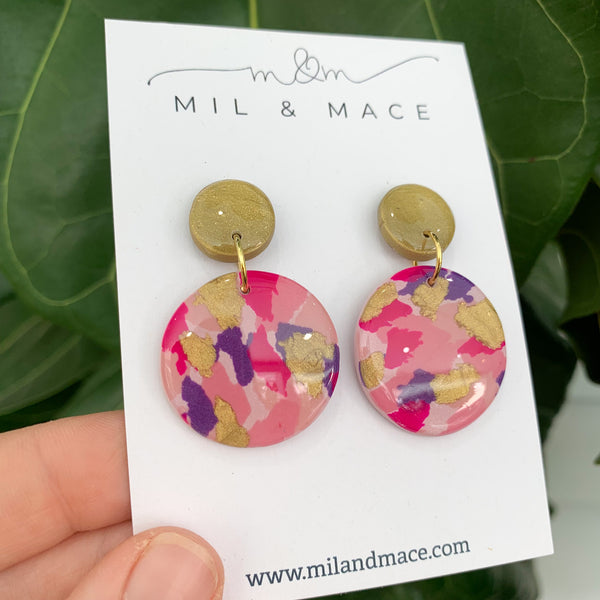 Berry Crush Polymer Clay Dangle Earrings with Resin Finish