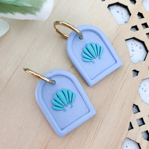 Shell Huggies Polymer Clay Dangle Earrings