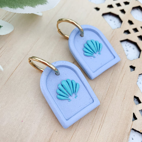 Shell Huggies Polymer Clay Dangle Earrings