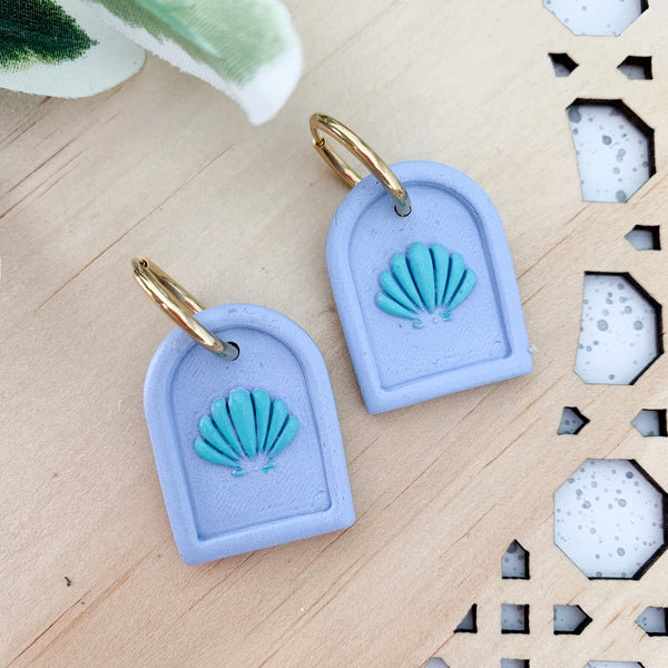 Shell Huggies Polymer Clay Dangle Earrings