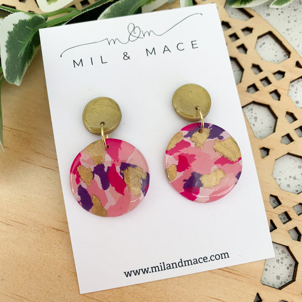 Berry Crush Polymer Clay Dangle Earrings with Resin Finish
