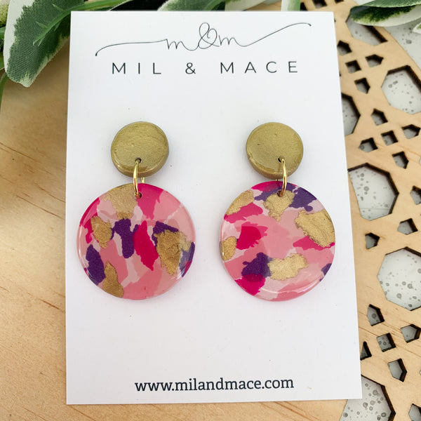 Berry Crush Polymer Clay Dangle Earrings with Resin Finish