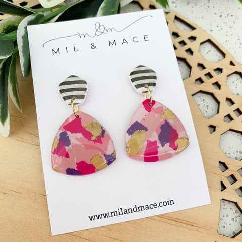 Berry Crush Polymer Clay Dangle Earrings with Resin Finish