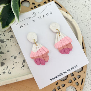 Wave Pink Polymer Clay Dangle Earrings