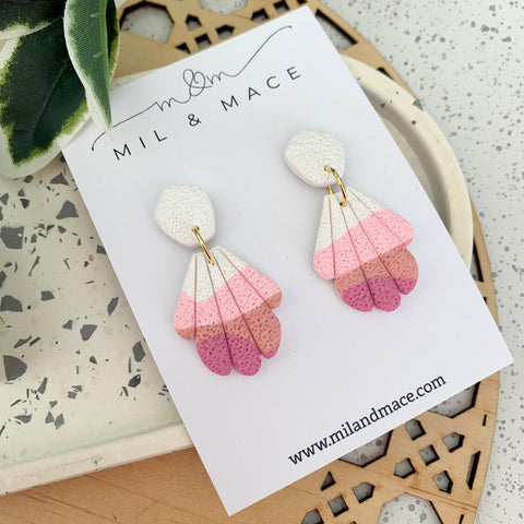 Wave Pink Polymer Clay Dangle Earrings